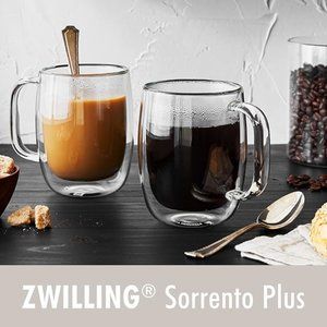 ZWILLING SORRENTO PLUS - DOUBLE WALL GLASSWARE 4-pc Mug set - Brand New